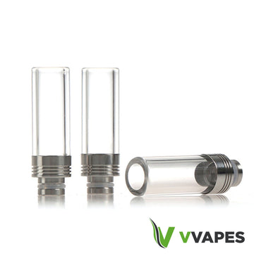 Vapesoon Extra Long 510 Glass Drip Tip - Hygienic Clear Design
