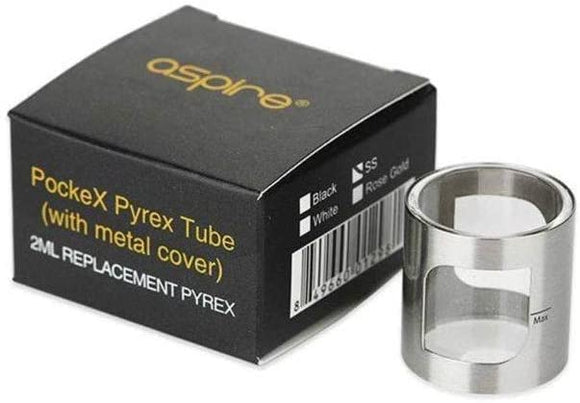 ASPIRE POCKEX GLASS WITH METAL COVER AVAILABLE IN 4 COLOURS, FAST SAME DAY DISPATCH ONCE PAYMENT IS CLEARED, NO UNDERAGE SALE, THIS PRODUCT DOES NOT CONTAIN NICOTINE (Silver Metal Cover)