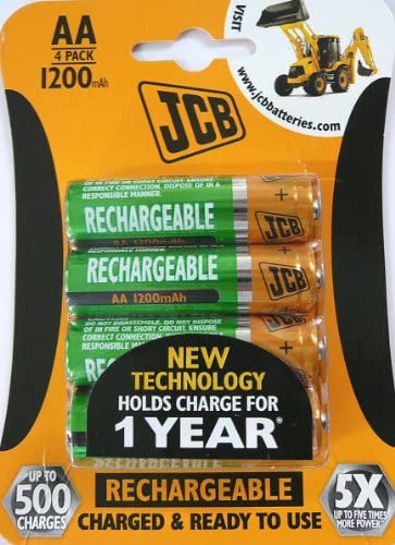 JCB AA NiMH Rechargeable Batteries - Jcb aa 1200MAH rechargeable batteries (Card of 4)