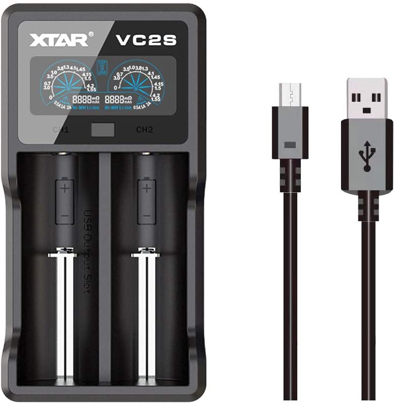 XTAR VC2/VC2 Plus/VC4 LCD USB Battery Charger - Simultaneously Charges Li-ion & Ni-MH Batteries