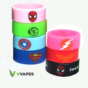 Cool Silicone Vape Bands / Rings UK Gift Vaping Band Super Hero Black Pink Blue