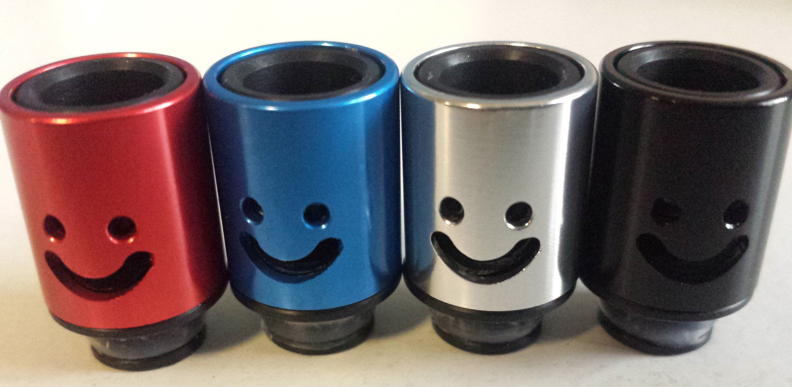 Hybrid Aluminium & Resin 510 Drip Tip - Blue/Black/Silver/Red Smiley Face