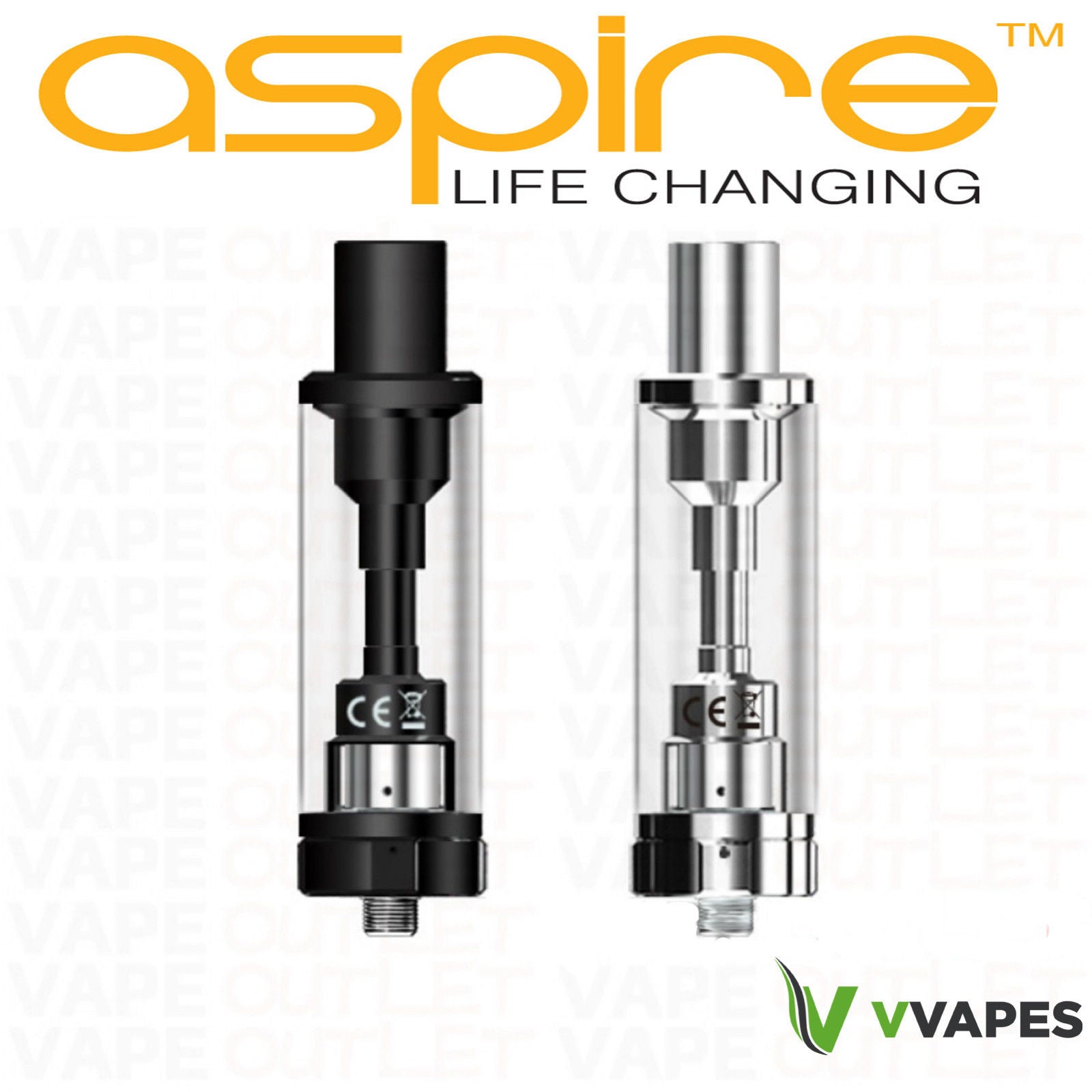 Aspire K2 Clearomiser Tank - Black/Silver, Genuine with Code