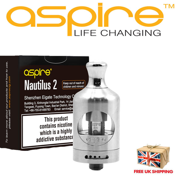Aspire  Nautilus  2 Tank 100% Authentic Code stainless steel silver atomizer