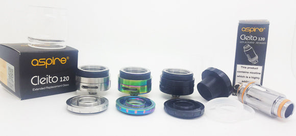 Aspire Cleito 120 Parts Seals | Base | Drip Tip | Glass | Top | RTA | Coils