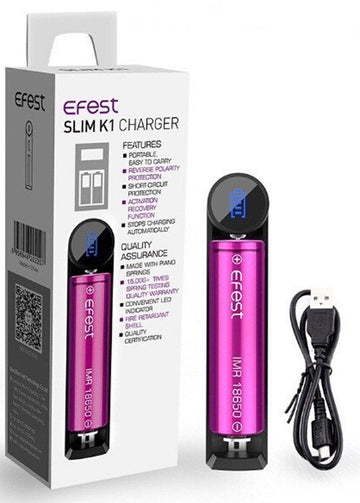 Genuine Efest K1 Slim 18650 Battery Charger - Portable USB Fast Charge 1A