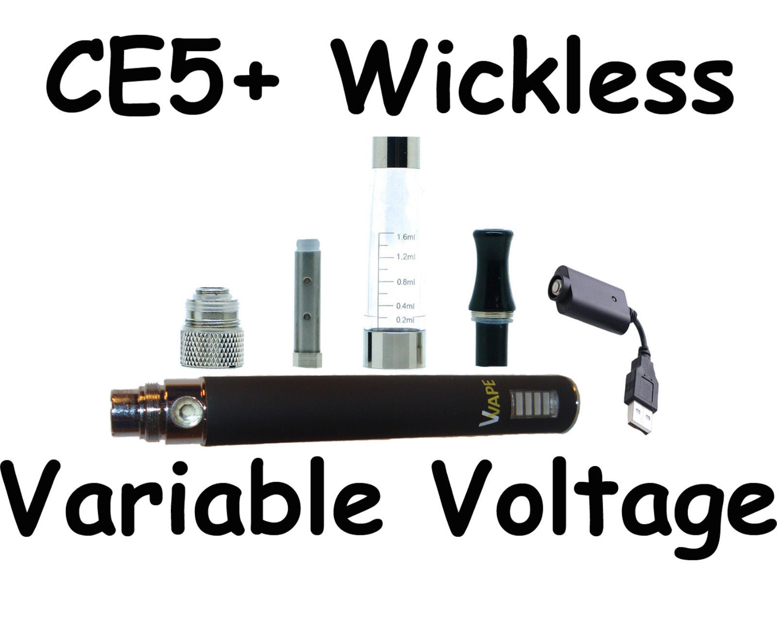 V Vape CE5+ Wickless Electronic Cigarette Pen with Variable Voltage & eGo T 510 Charger