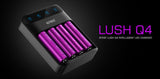 Genuine Efest LUSH Q4 Charger 4-slot fast charge up to 2A / 1A LED 18650 26650