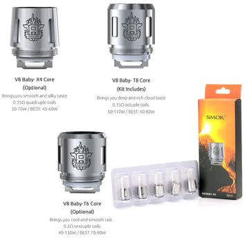 Genuine SMOK TFV8 Baby Beast Coils - T6, T8 & M2 Replacement Heads