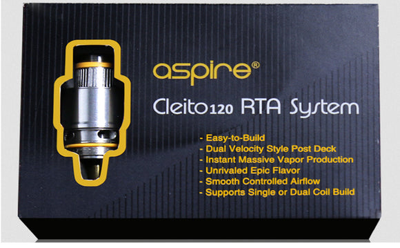 Aspire Cleito 120 RTA System Rebuildable Tank Atomizer / Coil 100% Authentic RBA