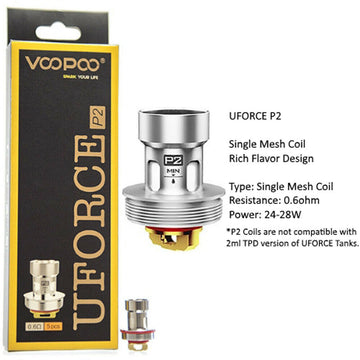 Voopoo Uforce P2 Mesh Coils 0.6 ohm DRAG 2 Repleacement Coils - 100% AUTHENTIC