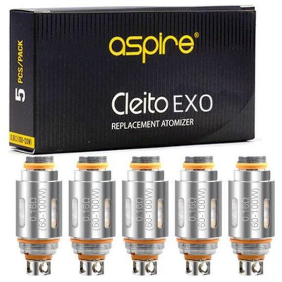ASPIRE CLEITO EXO COILS (Box 5) Genuine Replacement Coil Heads, 0.16ohm, UK