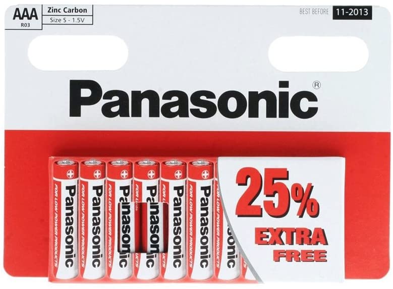 Panasonic AAA (1.5v) Zinc Carbon Batteries (also known as UM4, MN2400)