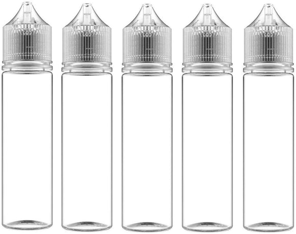 Chubby Gorilla V3 5X 60ml - Unicorn PET Bottle for E-Liquid with Dropper Tips (Clear Bottle with Transparent Cap, 60ml)
