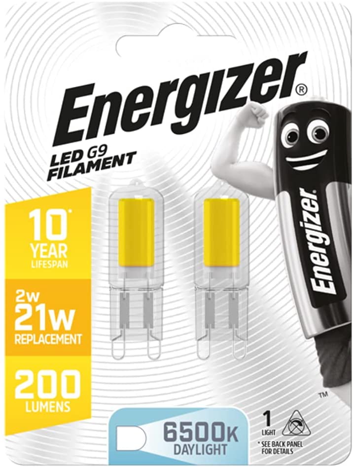 Energizer 2W G9 Filament LED Lamp - 20W Equivalent, 6500K, 210 Lumen - Pack of 2