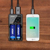 XTAR Battery Charger USB LCD VC Series VC2 VC2 Plus VC4 Charge Li-ion Ni-MH batteries at the same time