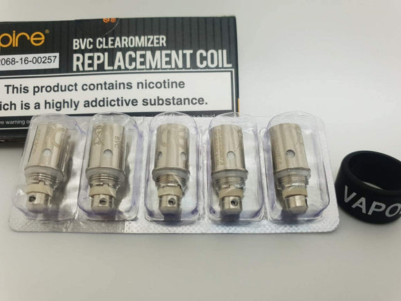 Aspire BVC Clearomizer Replacement Coils 1.8 Ohm for K1 K2 Tank, ET, ET-S,CE5, CE5-S, Vivi Nova, K1 Lite, Stealth Kit, Breeze Spryte AIO 5 Pack, No Nicotine