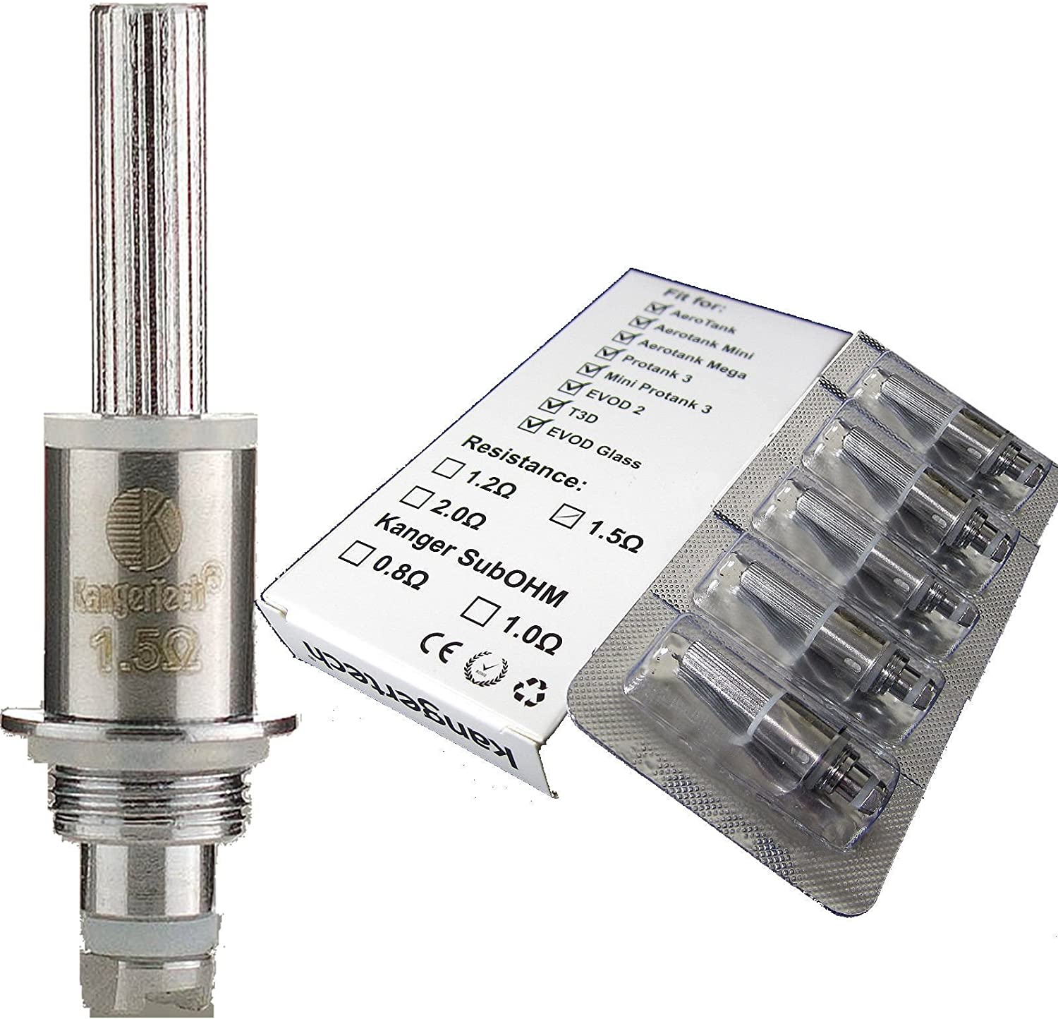 Kangertech Dual Coils - for Protank 3, Aerotank Mini, Mega, Giant, Emow, Genitank, T3D & Evod 2 (Pack of 5)