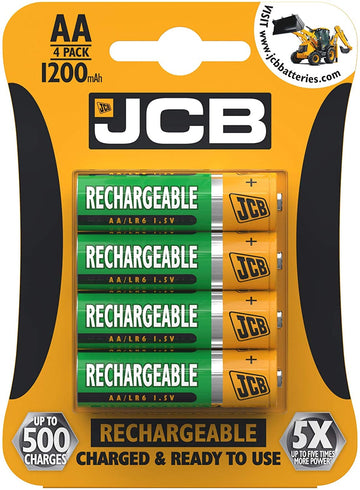 JCB 1200mAh AA Rechargeable Batteries (Pack of 4)